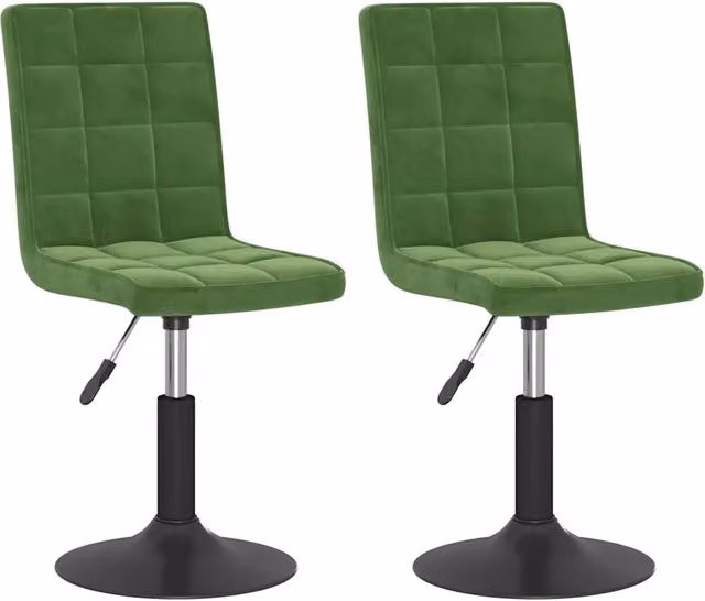 Set di 2 sedie da pranzo girevoli a 360 gradi in velluto verde con struttura in metallo e plastica per cucina e soggiorno – 1