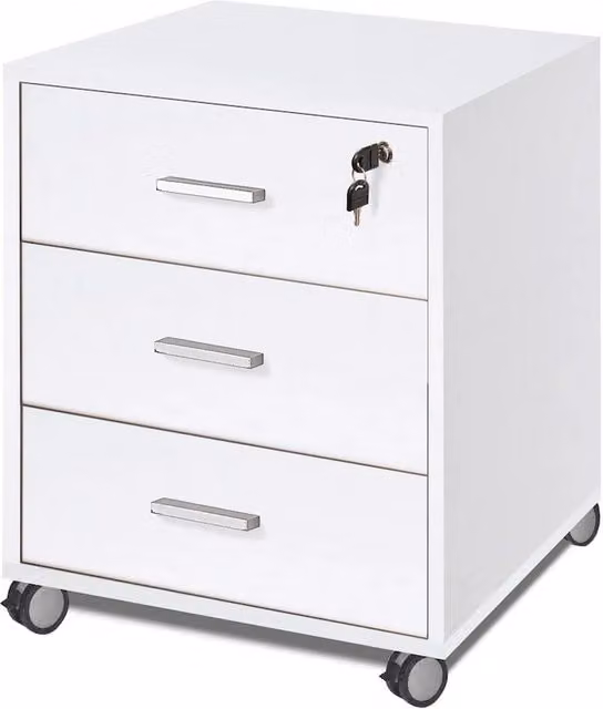 Cassettiera SARMOG con 3 cassetti e ruote, colore Bianco, L: 50 cm, P: 41 cm, H: 70 cm