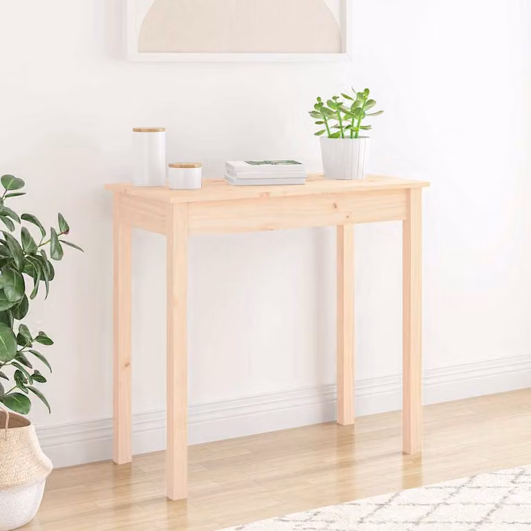 vidaXL Tavolo Consolle in Legno di Pino Massello Rustico, L/P/H: 80 x 40 x 75 cm