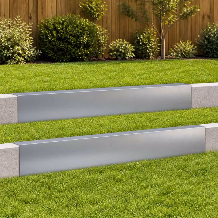 Set di 2 profili di copertura per giardino vidaXL in acciaio zincato grigio, L 100 cm x H 15 cm x P 6 cm