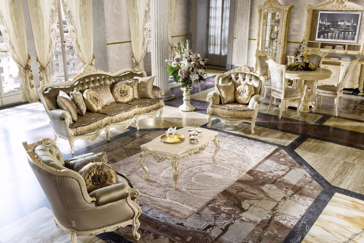 Komplett Set Sofagarnitur 3 1 1 Sitzer + Couchtisch Designer Wohnlandschaft Sofa