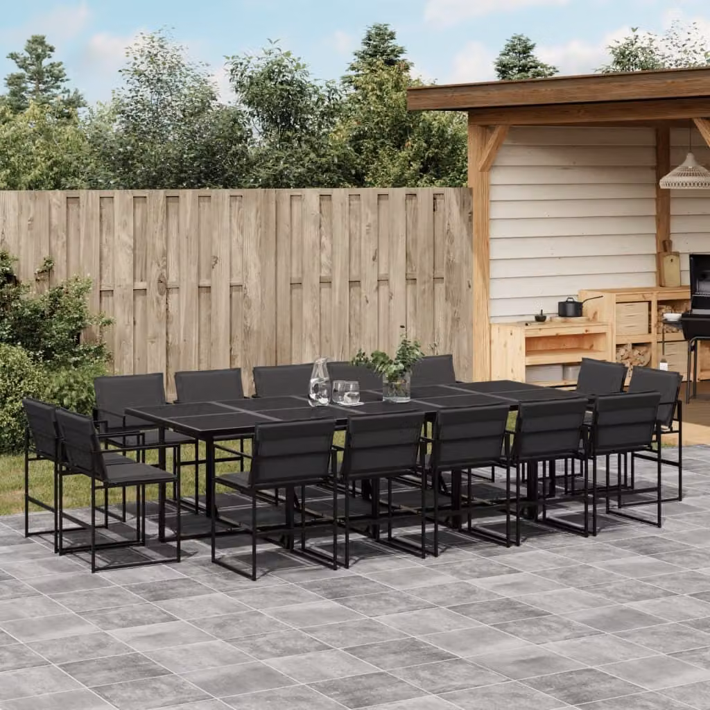 Maison Exclusive - Set da pranzo da giardino da 15 pezzi con cuscini in Textilene nero