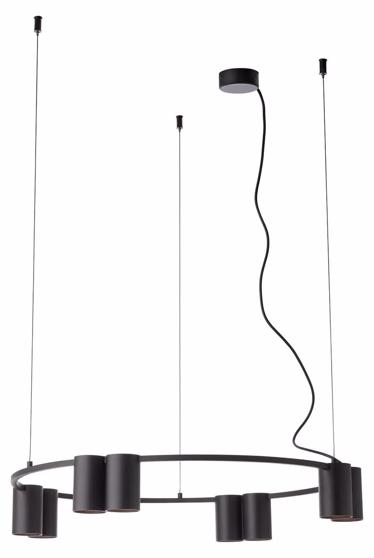 MODI, lampada a sospensione rotonda, 8x10W, attacco GU10, colore nero