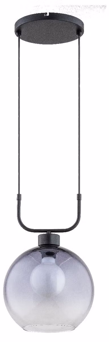 Lampada a sospensione con paralume in vetro colorato DRON, nera, 1xE27x15W, metallo, dimensioni: 90x25x25 cm, IP20, Alfa