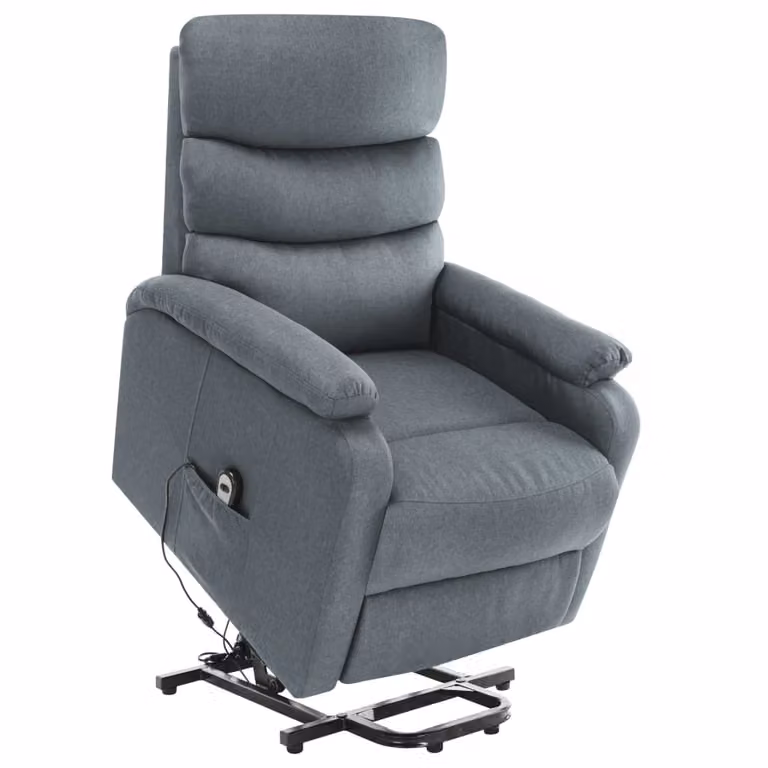 The Living Store Poltrona massaggiante con ausilio per la posizione eretta Tessuto grigio chiaro