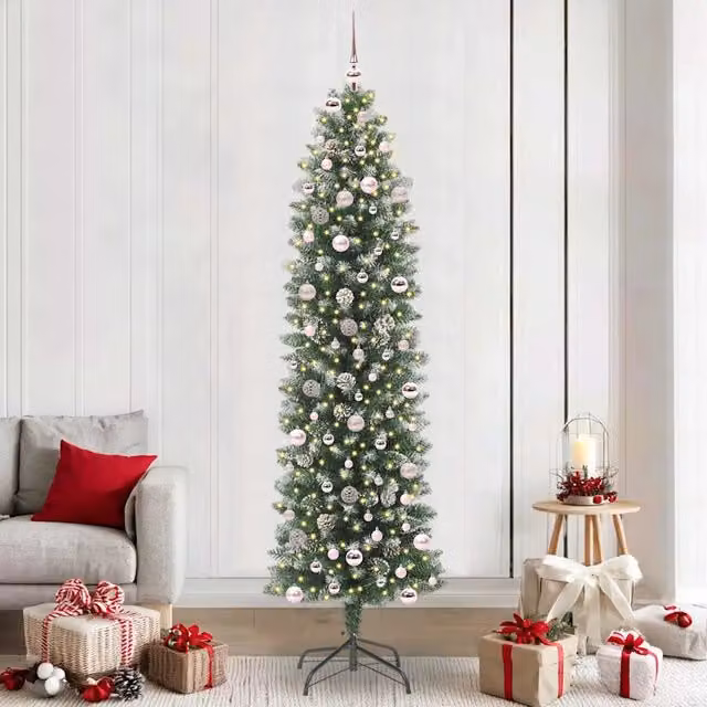 Albero di Natale artificiale moderno vidaXL verde e bianco, Altezza: 240 cm