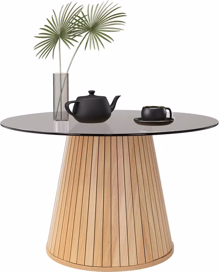 ML-Design tavolino con piano in vetro 80x80x50cm legno look marrone tavolino rotondo da salotto tavolino laterale ideale per il salotto tavolo da divano per tè e caffè