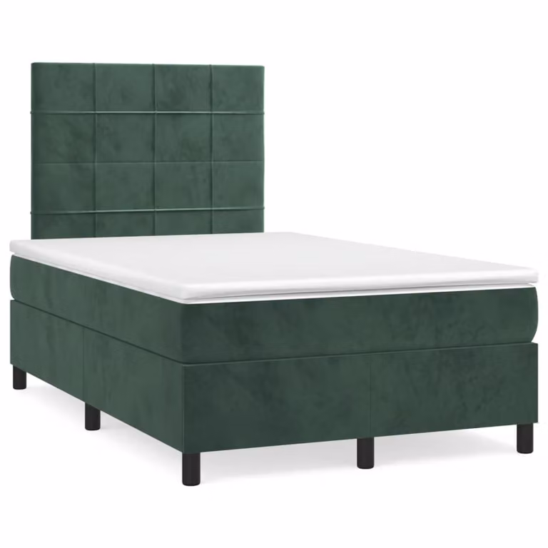 Giroletto a Molle con Materasso vidaXL in Velluto Verde e Bianco L/P/H: 120 x 200 cm