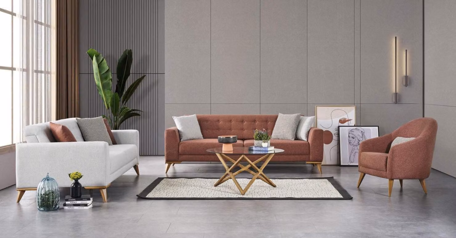 Wohnzimmer set Stilvoll Sofagarnitur 3+3+1 Sitzer Luxus Couchen Sofa Möbel
