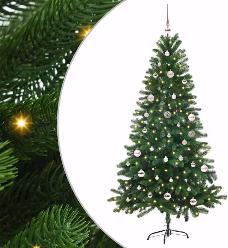 Maison Exclusive - Albero di Natale con 150 luci LED, base inclusa, colore verde, altezza 150 cm, materiale: polietilene