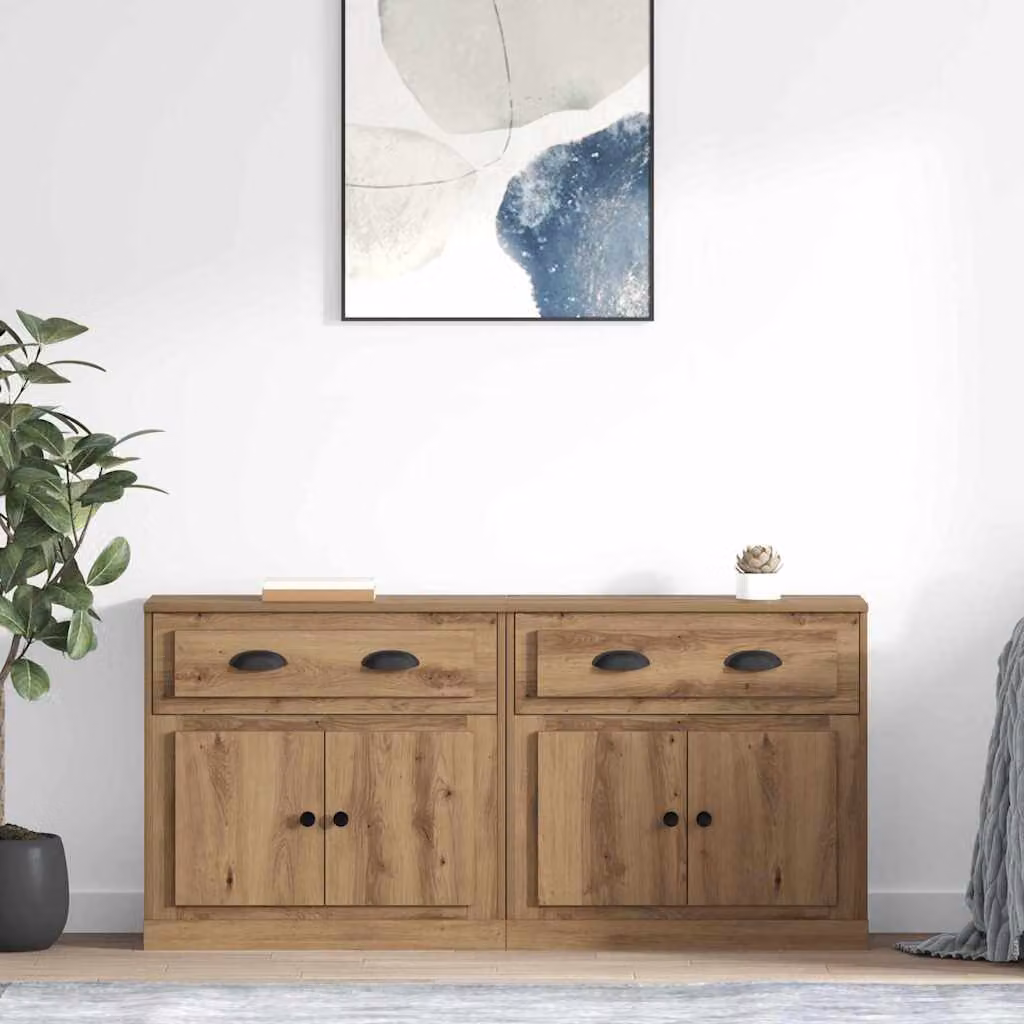 Set di 2 Sideboard vidaXL in Rovere e Metallo, Marrone, L 70 cm x P 35,5 cm x H 67,5 cm – 1