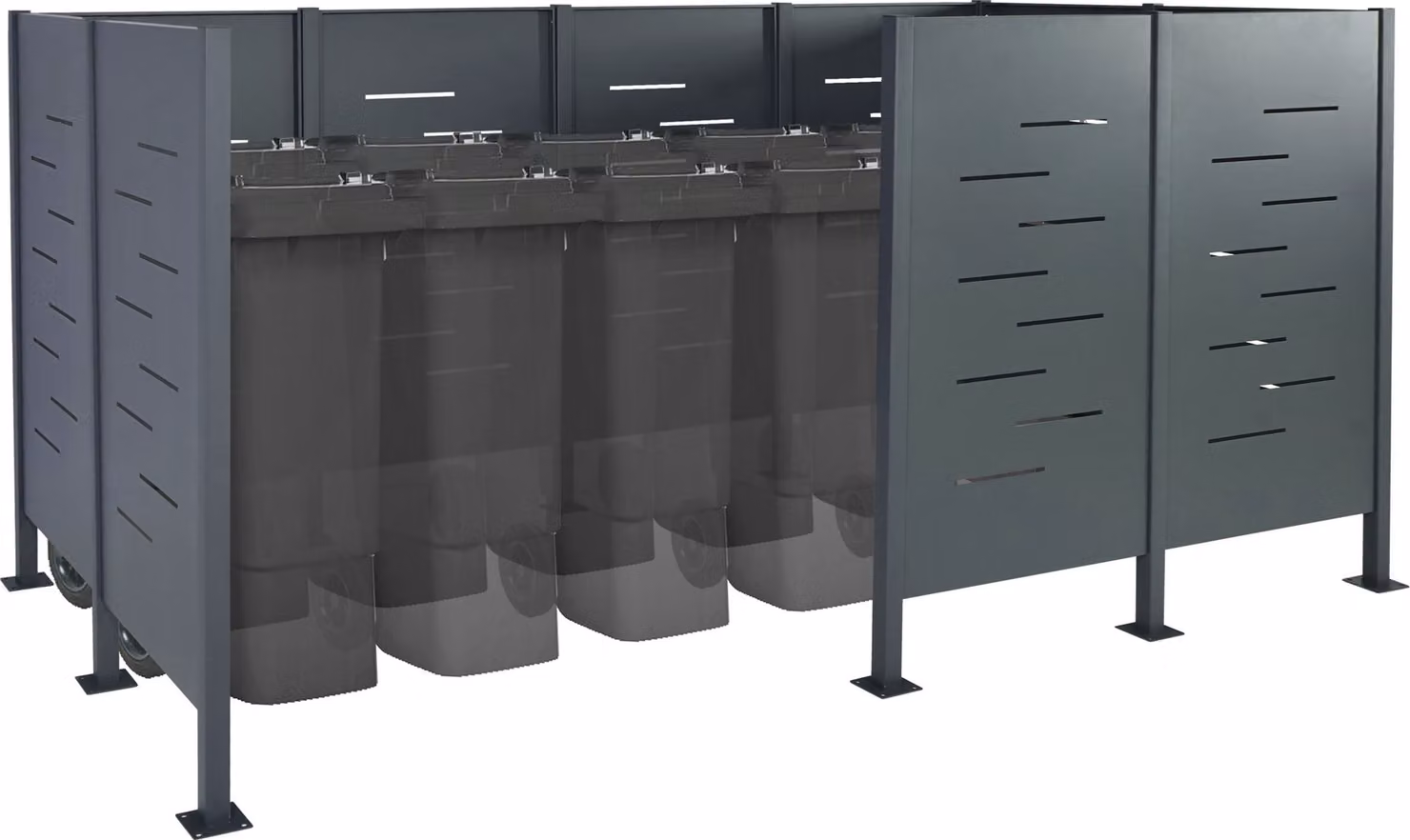 Recinzione per bidoni della spazzatura MCW-J55, rivestimento per bidoni della spazzatura, 151x326x166 mm, metallo ~ antracite
