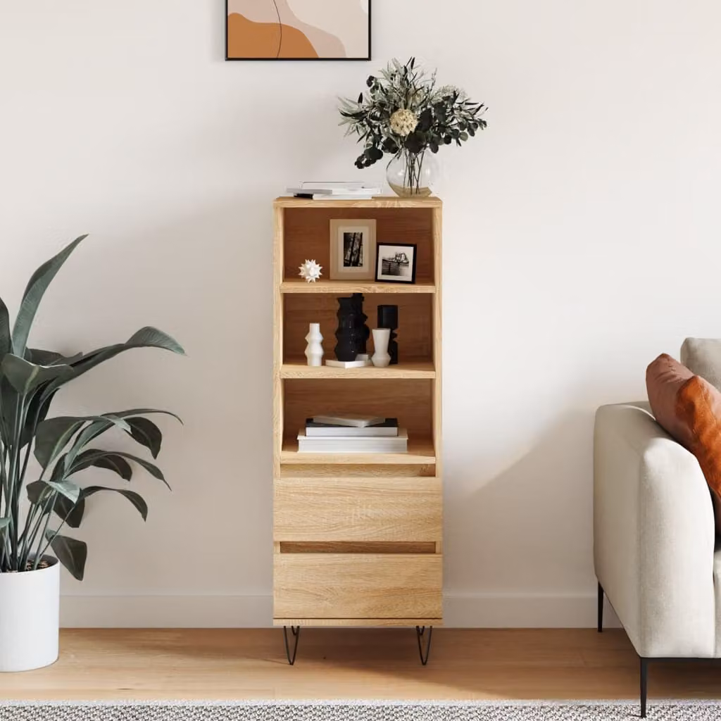 Credenza vidaXL in stile industrial in legno e metallo, colore rovere e marrone, L 40 cm x P 36 cm x H 110 cm
