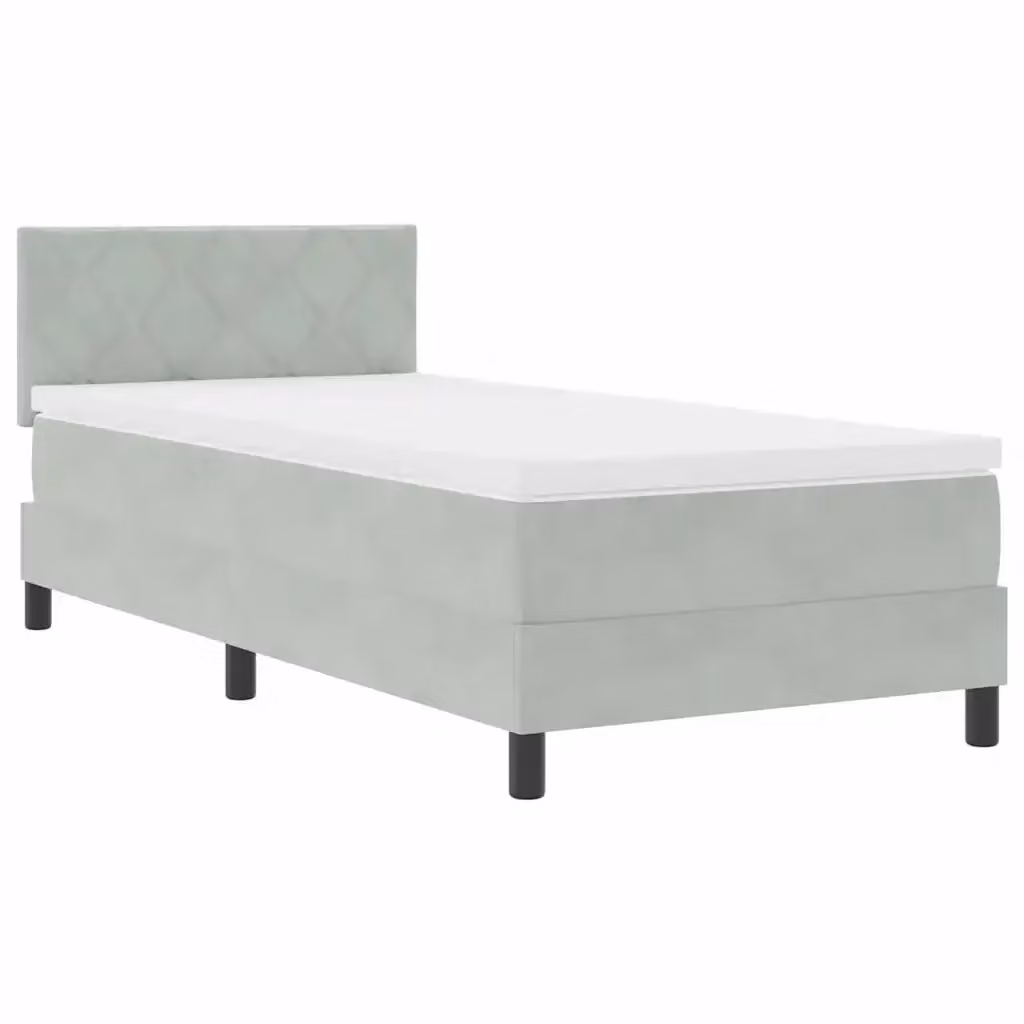 Letto a molla con illuminazione LED vidaXL in velluto grigio, L/P/H: 200 x 90 x 88 cm – 2