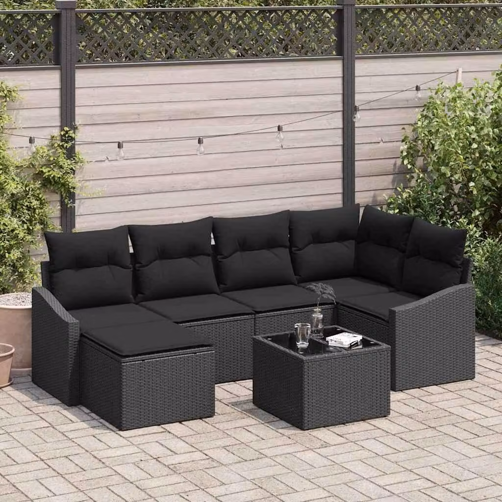 Maison Exclusive - Set da pranzo per esterno, 7 pezzi, colore nero
