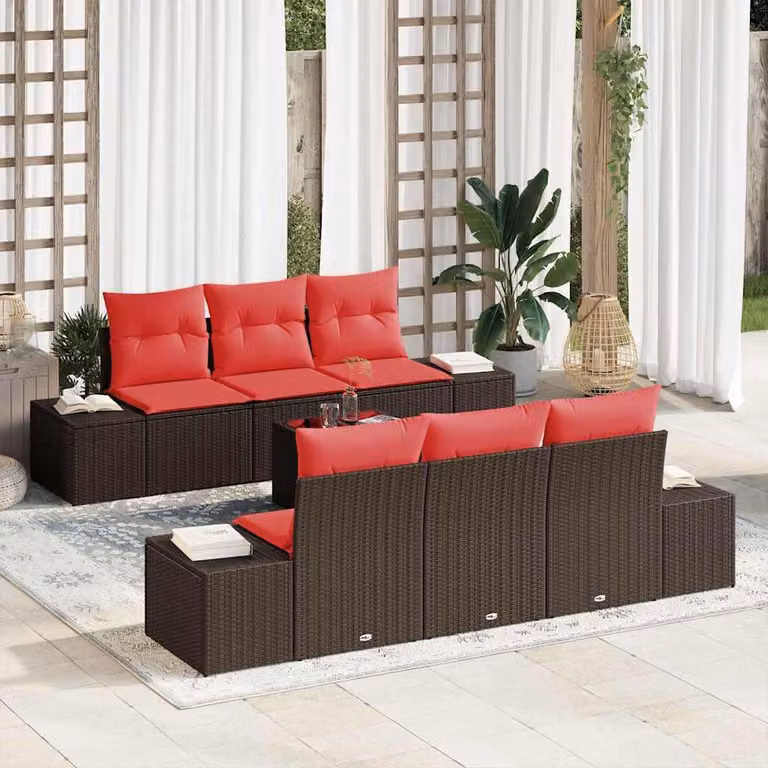 Maison Exclusive - Set di divani componibili, 7 pezzi, color marrone [Materiale sintetico]: rattan sintetico