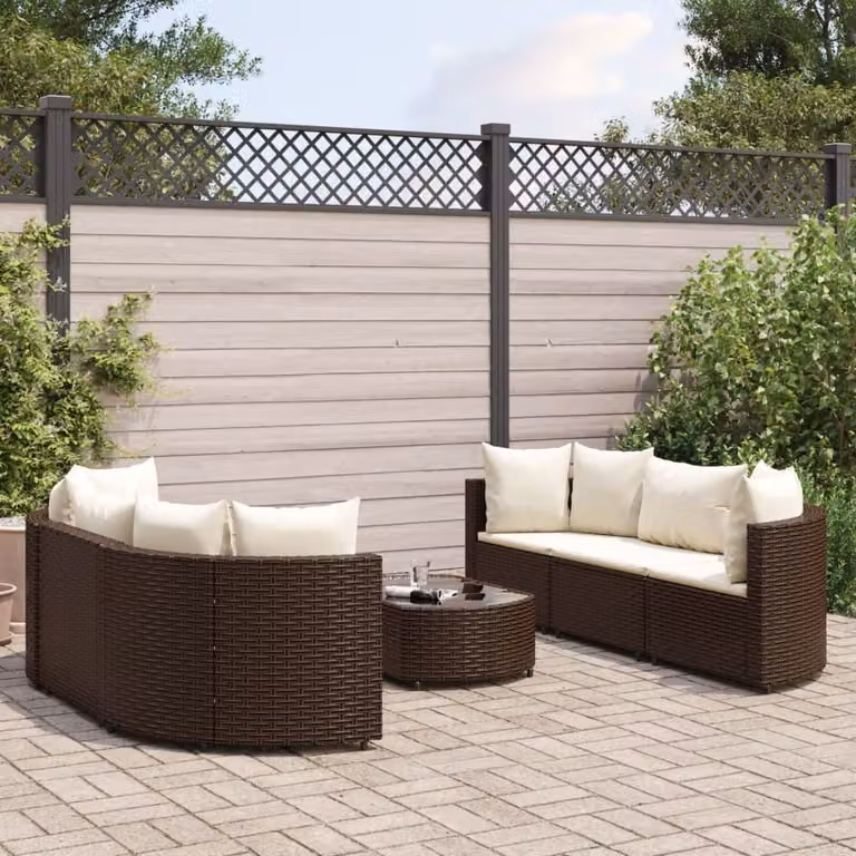 Maison Exclusive - Set da giardino 7 pezzi con cuscini Marrone Poly Rattan