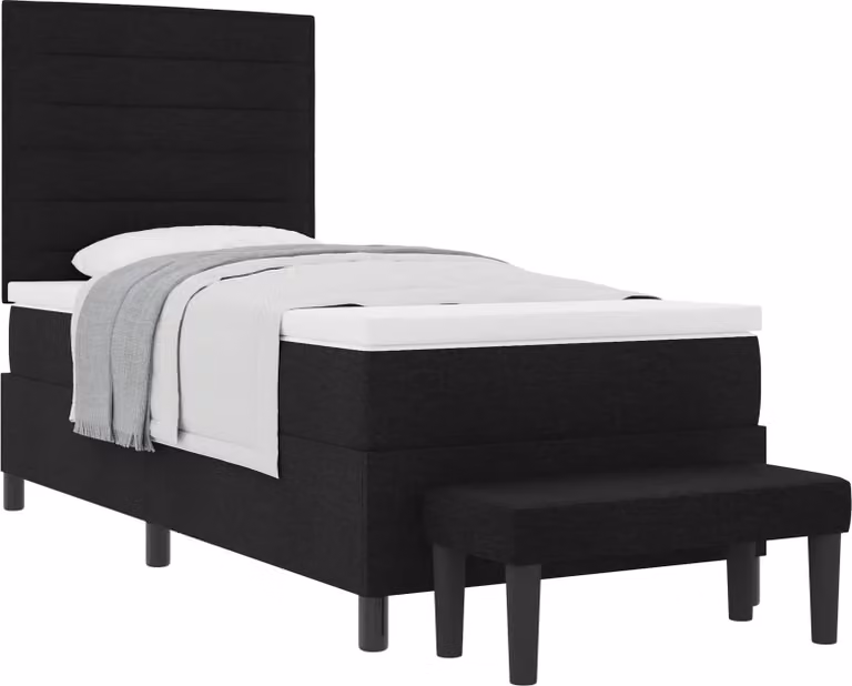 Letto a molle con testiera Nero 90 x 190 cm Tessuto