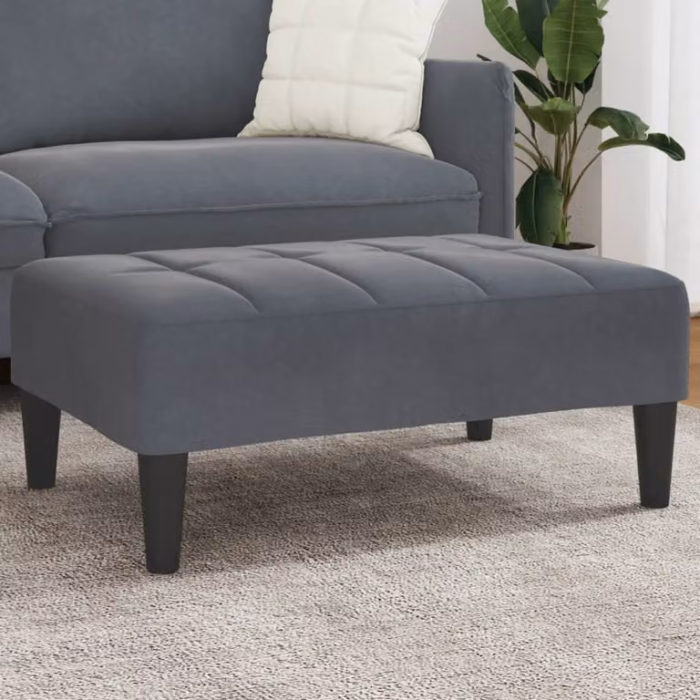 Poggiapiedi vidaXL in velluto grigio scuro, L 77 x P 55 x H 31 cm