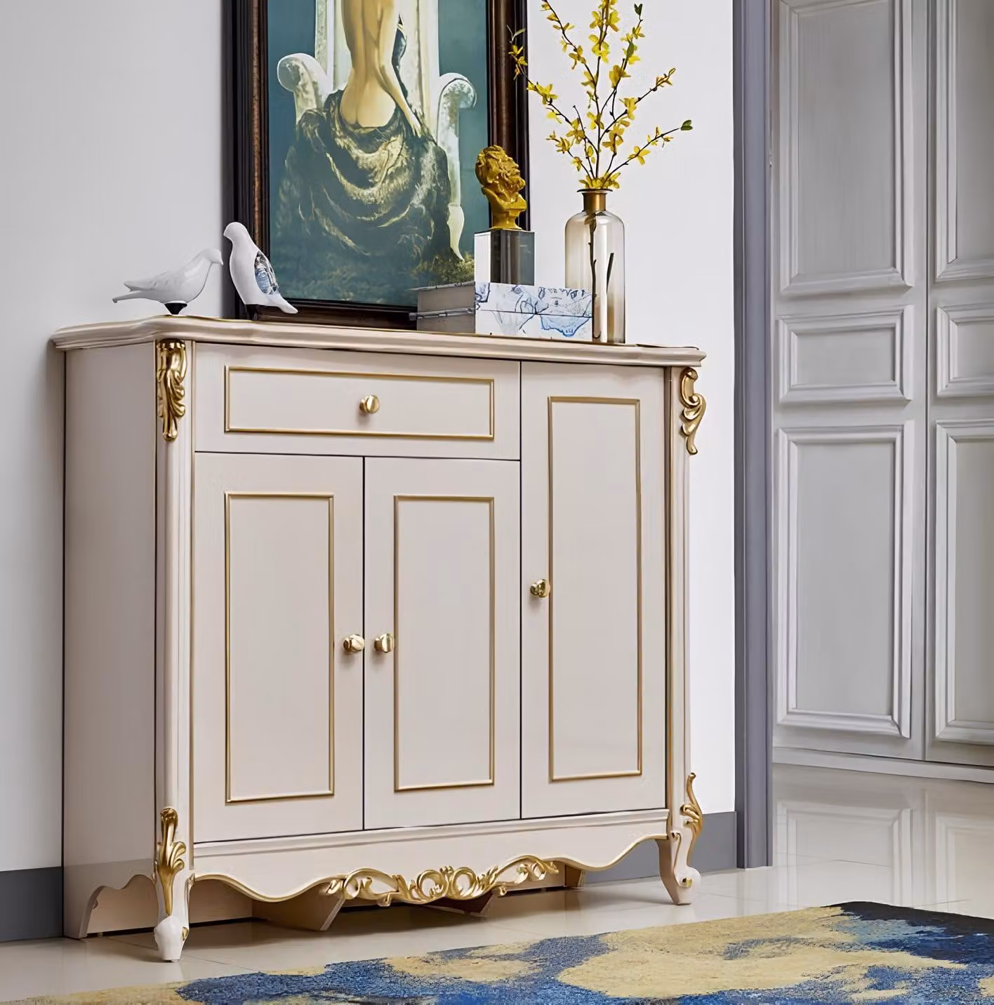 Klassische Kommode Schublade Kommoden Echtholz Sideboard Holz Schränke Regal