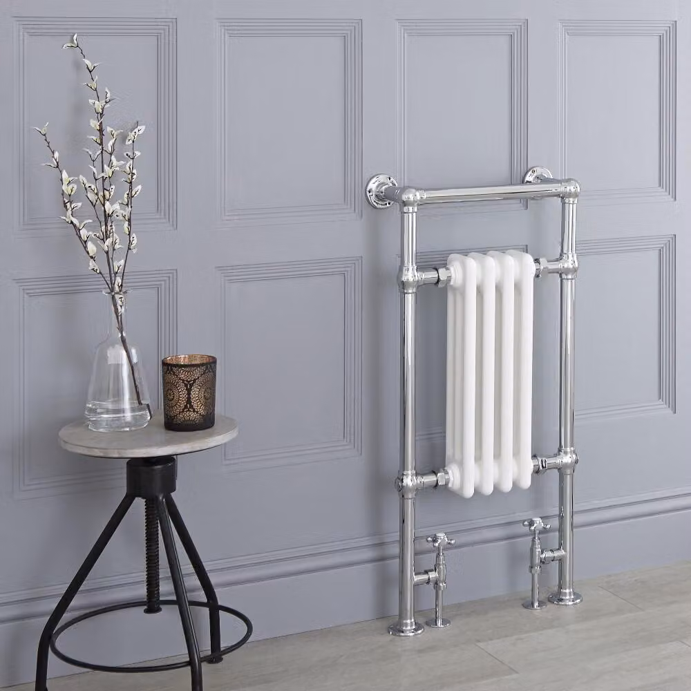 Scaldasalviette Tradizionale Verticale Cromato/Bianco 930x452mm - Termoarredo Bagno - Elizabeth