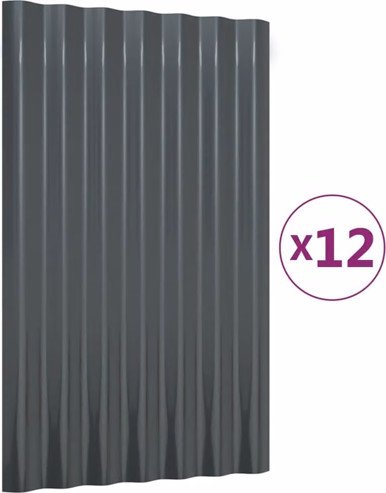 Pannelli Tetto 12 pz Acciaio Zincato Antracite 60x36