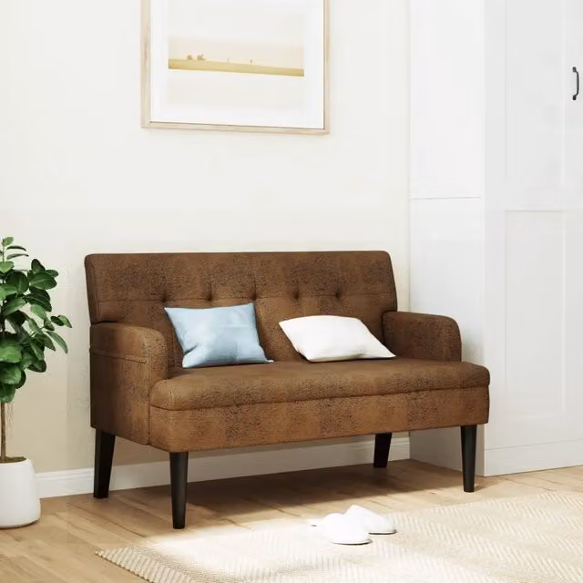 Panca con Schienale-Divano Sedia Marrone 112x65,5x75 cm in Scamosciato