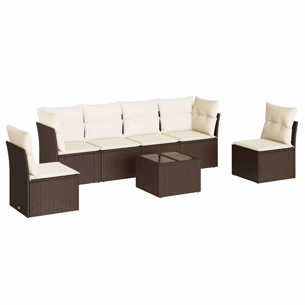 Set di Divani da Giardino VIDAXL in Polyrattan Marrone con Cuscini, 7 Pezzi Moderni – 2