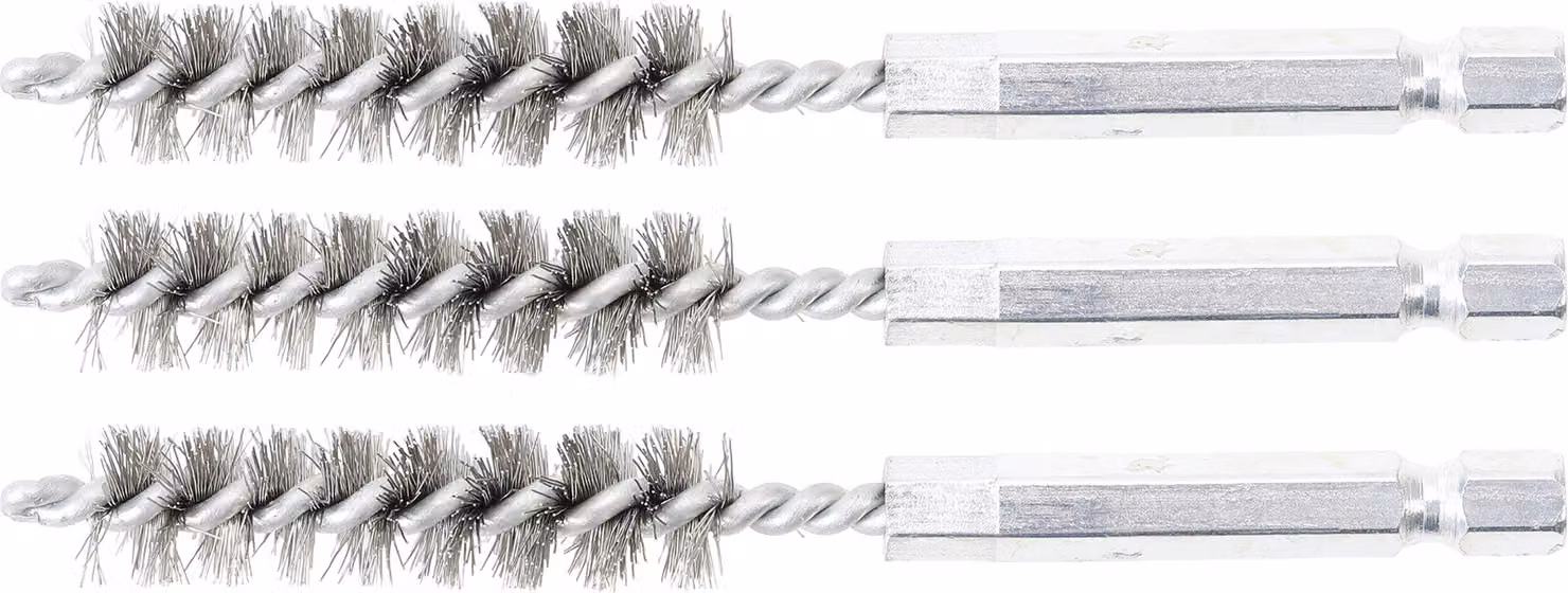 BGS spazzola in acciaio 11 mm esagono esterno 6,3 mm (1/4") 3 pezzi - 3078-11-S