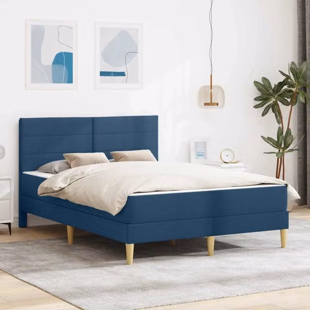 Struttura letto con materasso Blu 140 x 200 cm Poliestere 3414963