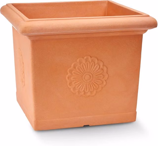 Vaso per piante Garden Italia Quadro con Rosone GQR in resina, colore Impruneta, L: 49 cm, P: 41 cm
