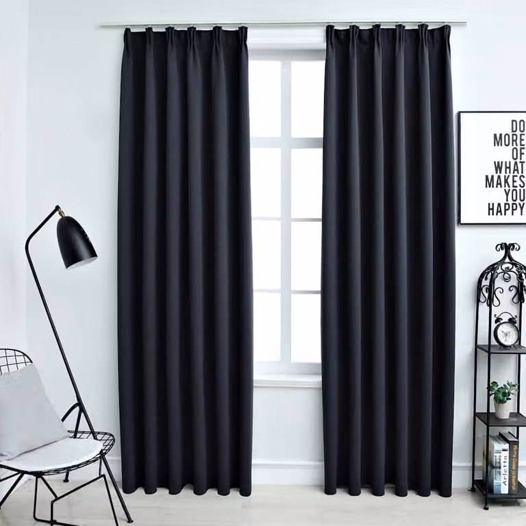 Set di 2 tende oscuranti vidaXL con ganci, colore antracite, L: 140 cm x H: 245 cm