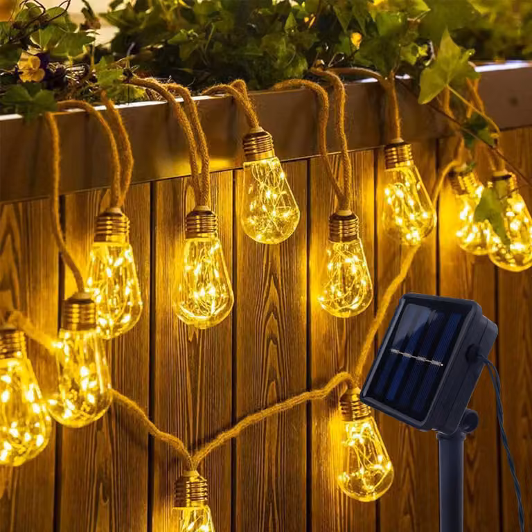 Catena luminosa solare - Lampadine Edison, luce bianco caldo - 350 cm