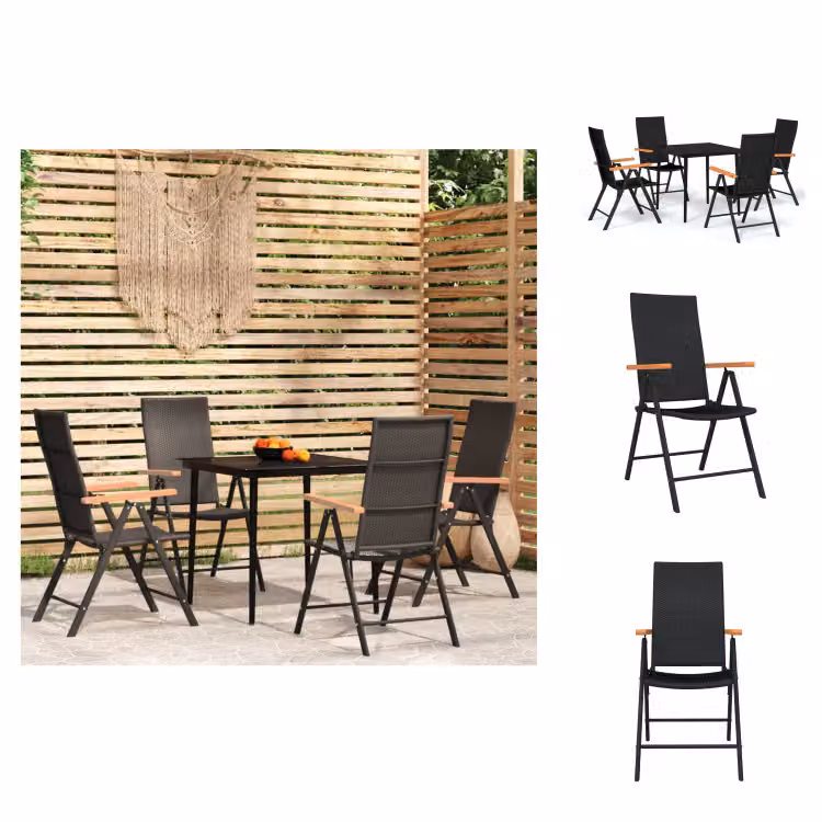 vidaXL Set da pranzo da giardino 5 pezzi nero - Set di mobili da giardino