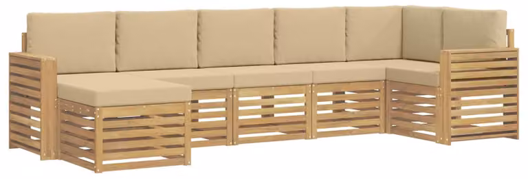 Set di divani da esterno, 7 pezzi, color beige