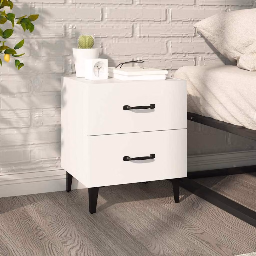 Comodino bianco vidaXL in stile industrial per camera da letto L: 40 cm, P: 35 cm, H: 47,5 cm