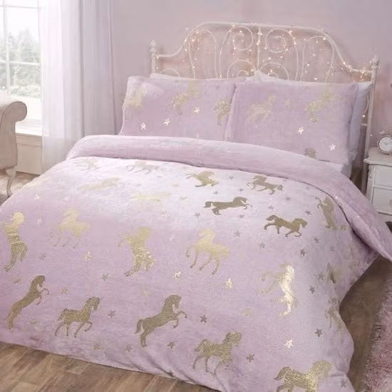 Coperta Sleep Down in pile morbido con motivo a stella, rosa, L 200 cm x P 200 cm