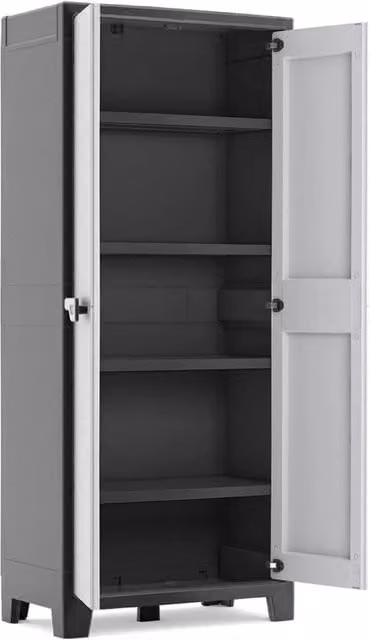 Armadio in resina Keter XL con 4 ripiani regolabili, colore grigio antracite