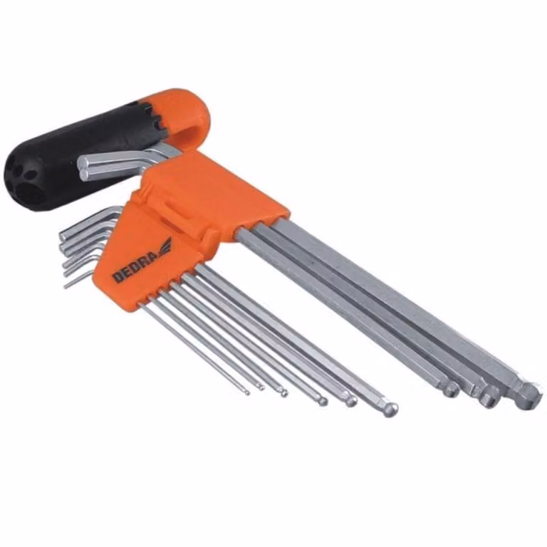 DEDRA Set di chiavi a Esagono CrV 1,5-10 mm, 9 pezzi, extra lunghe in supporto di plastica - 0653