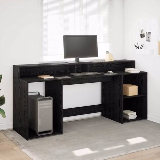 Scrivania Rovere nero 200 x 55 x 91 cm Legno ingegnerizzato 3365616