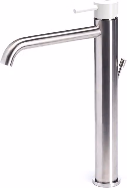 Rubinetto Miscelatore Monocomando Lavabo Alto in Acciaio Inox Maniglia Perla