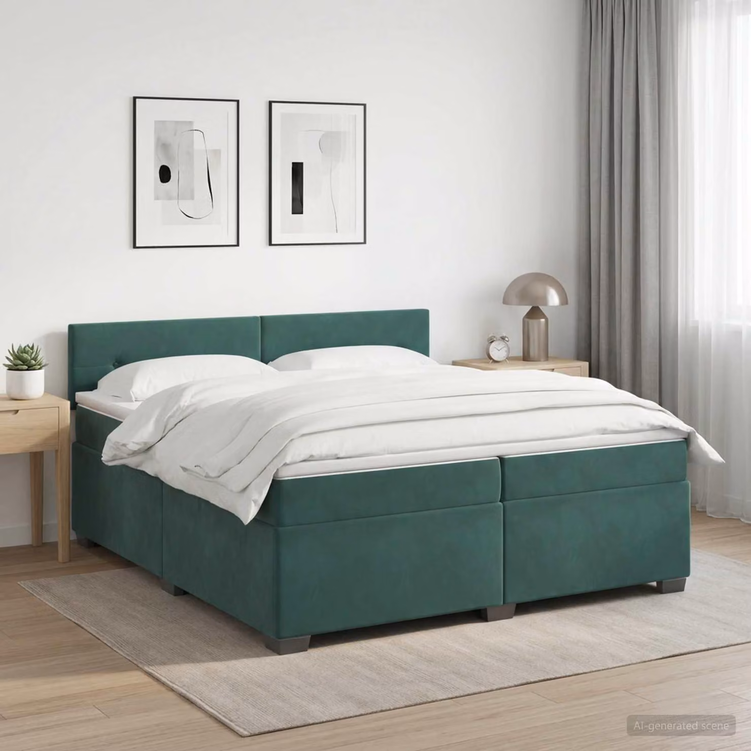 Maison Exclusive - Letto boxspring con materasso verde scuro 200 x 200 cm in velluto