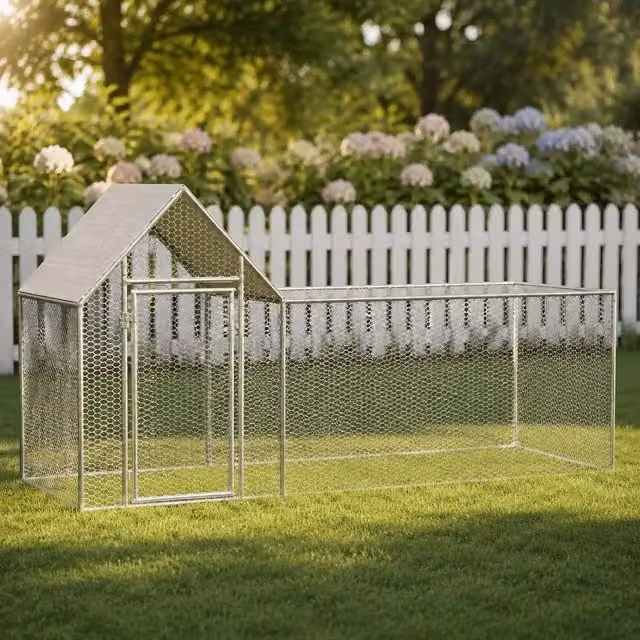 Chicken Coop 3x1x1.5 M Galvanized Steel