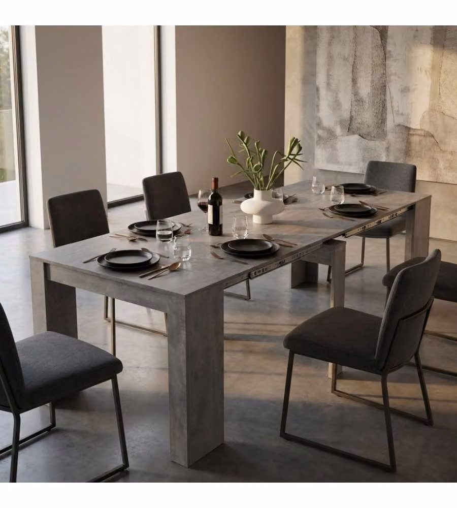 Cosma Tavolo Consolle Allungabile Grigio Effetto Cemento 50/300x90 cm