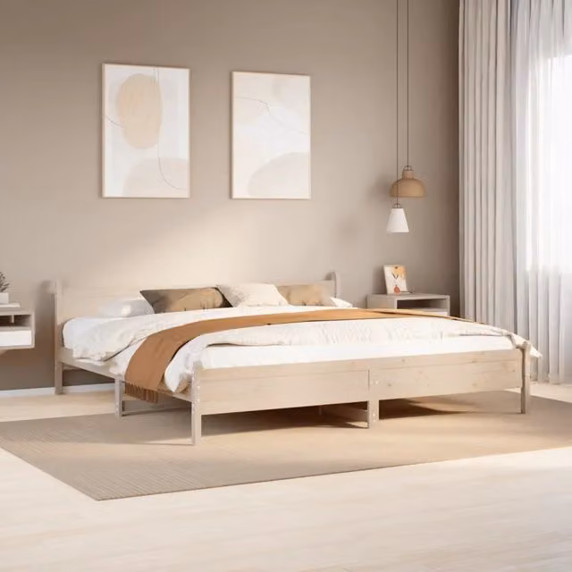 Struttura Letto Design Mania in Legno Massello di Pino Naturale, L/P: 180 x 200 cm