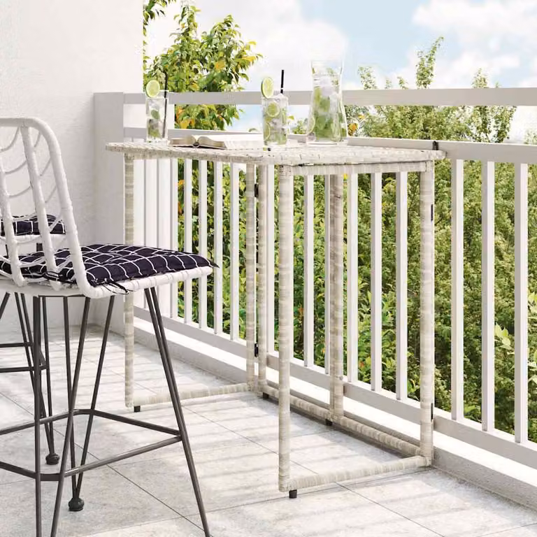 Maison Exclusive - Tavolo da giardino pieghevole, grigio chiaro, 90x51x75 cm, in rattan sintetico