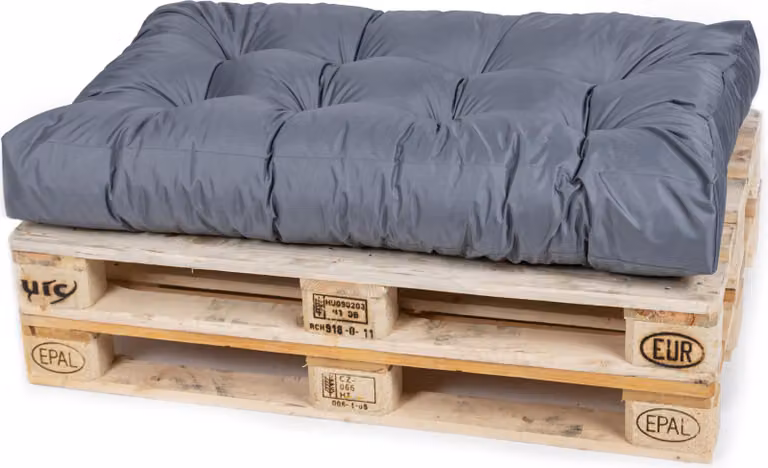 Cuscino per pallet TexDeko Garden 120x80x18 cm, trapuntato, idrorepellente, resistente ai raggi UV, grigio