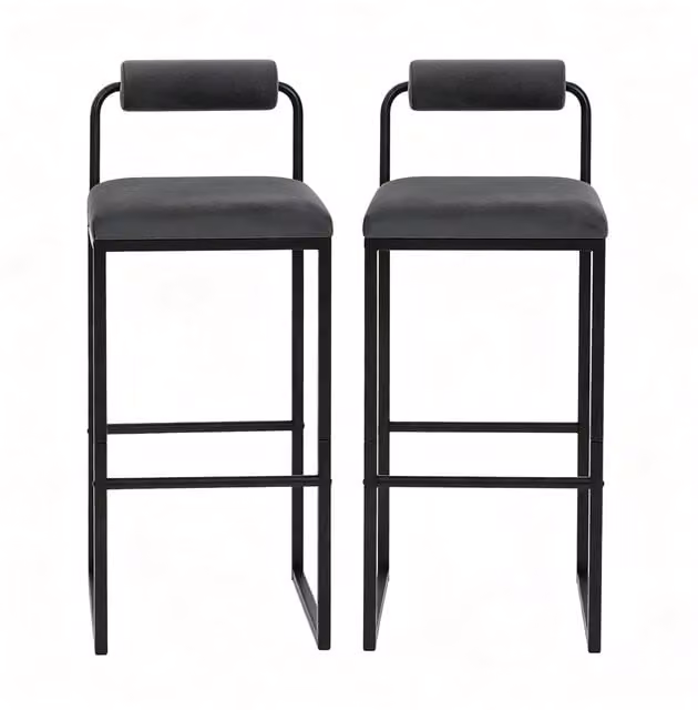 Set di 2 sgabelli da cucina moderni con schienale in tessuto vellutato, struttura in lega di acciaio, altezza seduta 75 cm