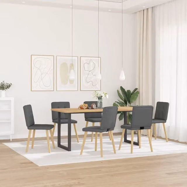 Sedie da Pranzo 6 pz | Sedie da cucina Grigio Scuro in Tessuto