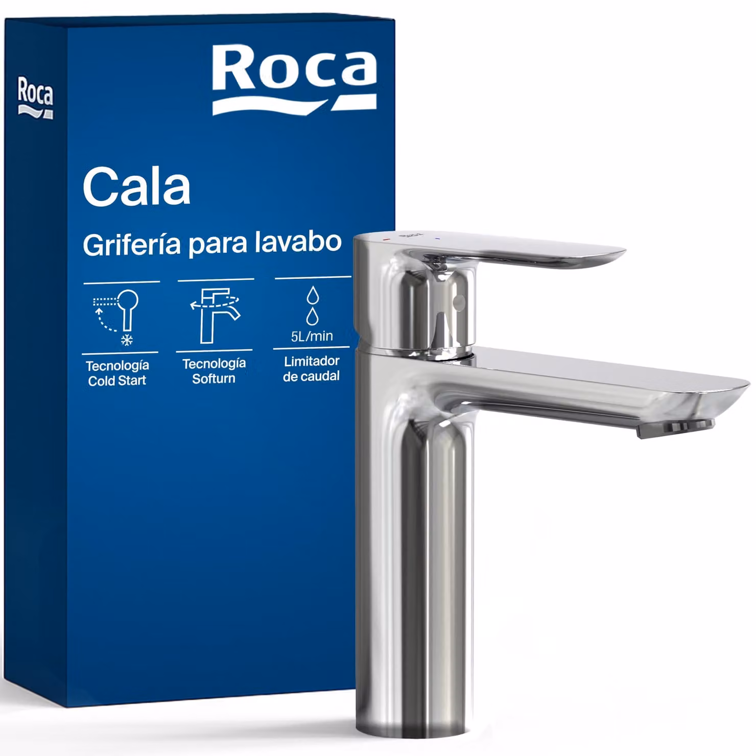 Miscelatore monocomando per lavabo, con funzione di avviamento a freddo, cromato, confezione da 1 pezzo